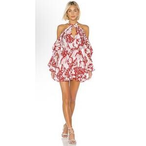 Revolve x House of Harlow Harmony Dress Pink Red Reims Floral Small NEW NWT